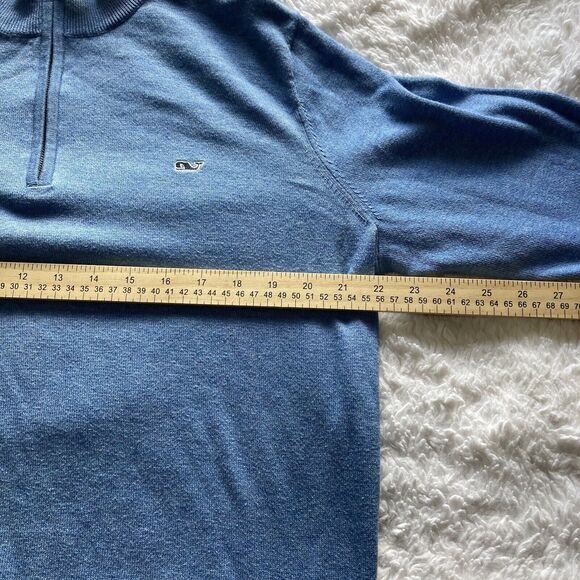 Vineyard Vines Men's qtr. Zip Sweater Medium Blue Long Sleave Style: 1E0276 - Picture 9 of 10